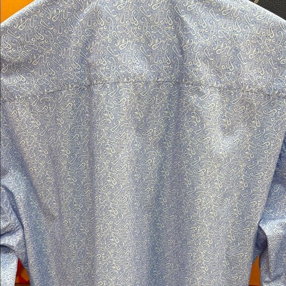 Bugatchi Blue and White Geometric Dress Shirt - Picture 6 of 8